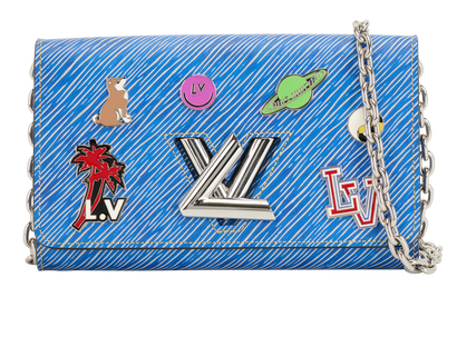 Pins Twist Wallet On Chain, &pound;850, Handbags, Blue, Leather, Front view